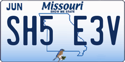 MO license plate SH5E3V