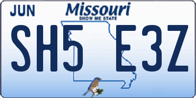 MO license plate SH5E3Z