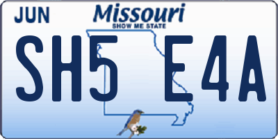 MO license plate SH5E4A