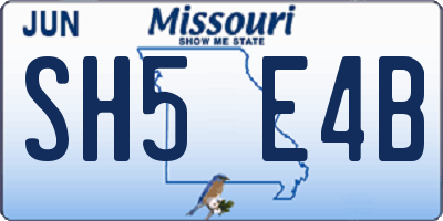 MO license plate SH5E4B