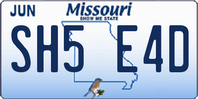 MO license plate SH5E4D