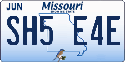 MO license plate SH5E4E