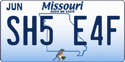 MO license plate SH5E4F