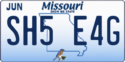 MO license plate SH5E4G