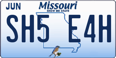MO license plate SH5E4H