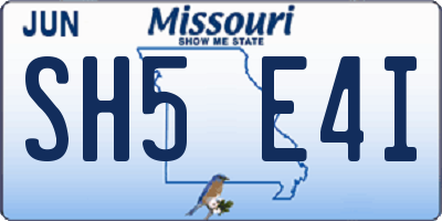 MO license plate SH5E4I