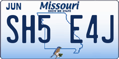 MO license plate SH5E4J