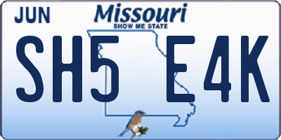 MO license plate SH5E4K