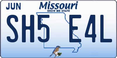 MO license plate SH5E4L