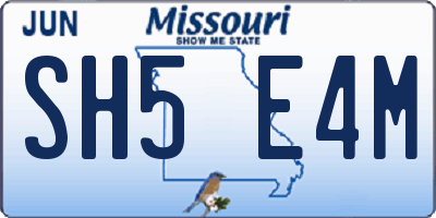 MO license plate SH5E4M