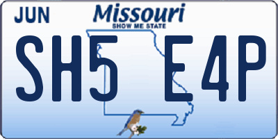 MO license plate SH5E4P