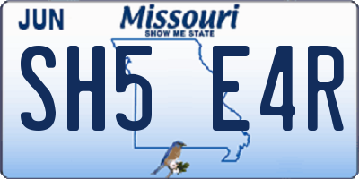 MO license plate SH5E4R