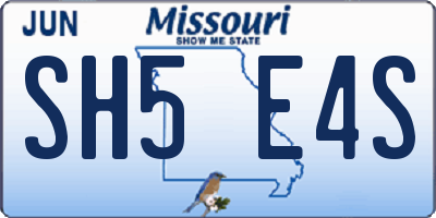 MO license plate SH5E4S