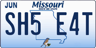 MO license plate SH5E4T
