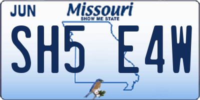 MO license plate SH5E4W