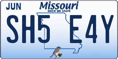 MO license plate SH5E4Y