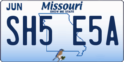 MO license plate SH5E5A