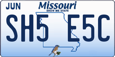 MO license plate SH5E5C