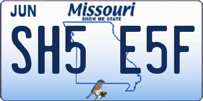 MO license plate SH5E5F