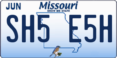 MO license plate SH5E5H