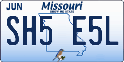 MO license plate SH5E5L