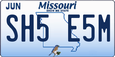 MO license plate SH5E5M