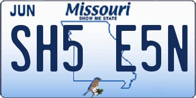 MO license plate SH5E5N