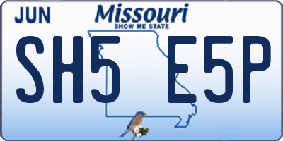 MO license plate SH5E5P