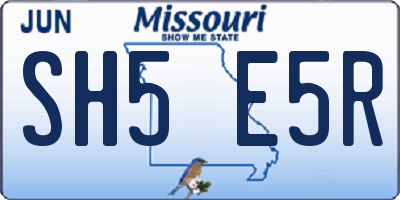 MO license plate SH5E5R