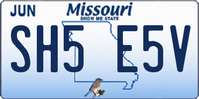 MO license plate SH5E5V