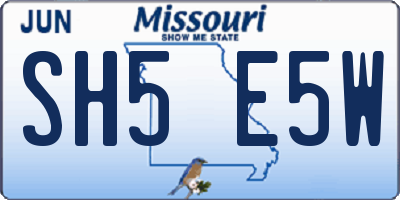 MO license plate SH5E5W