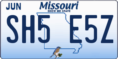 MO license plate SH5E5Z
