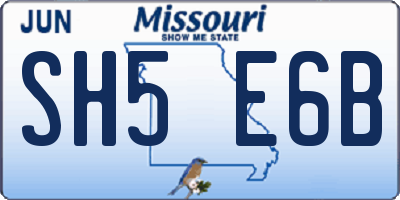 MO license plate SH5E6B