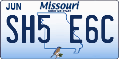 MO license plate SH5E6C