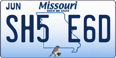 MO license plate SH5E6D