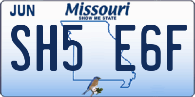 MO license plate SH5E6F