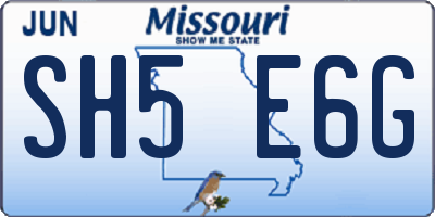 MO license plate SH5E6G