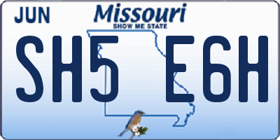MO license plate SH5E6H