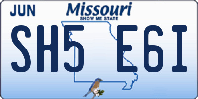 MO license plate SH5E6I