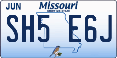 MO license plate SH5E6J