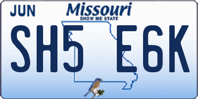 MO license plate SH5E6K