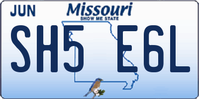 MO license plate SH5E6L