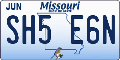 MO license plate SH5E6N