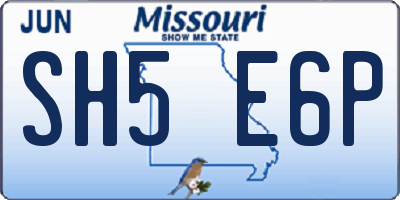 MO license plate SH5E6P