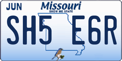 MO license plate SH5E6R