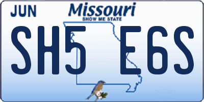 MO license plate SH5E6S