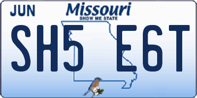 MO license plate SH5E6T
