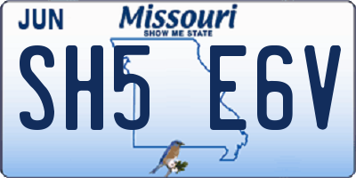 MO license plate SH5E6V