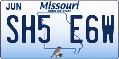 MO license plate SH5E6W