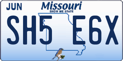 MO license plate SH5E6X